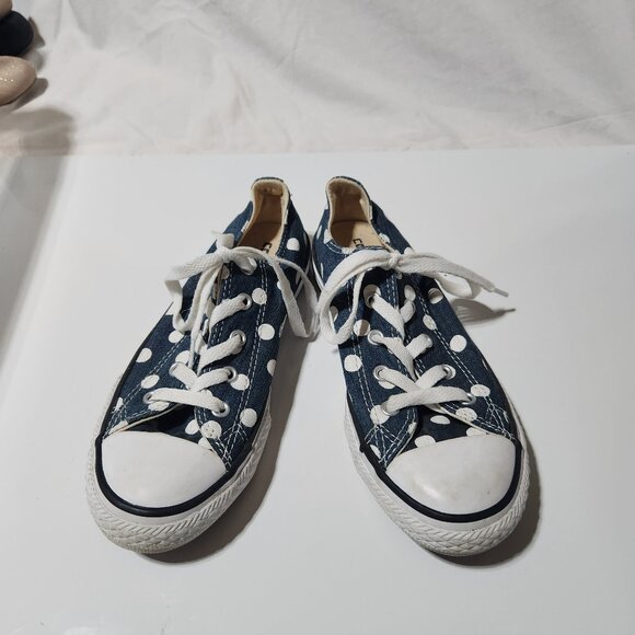 Converse All Star Girls Sneakers – Navy Polka Dot (Size 2) - Picture 1 of 9